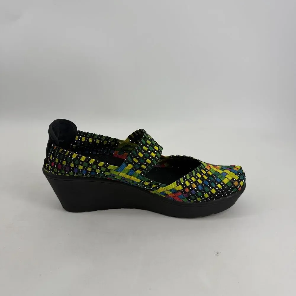 Steven By Steve Madden Brice Shoes Womens 8 Multicolor Woven Mary Jane Wedge